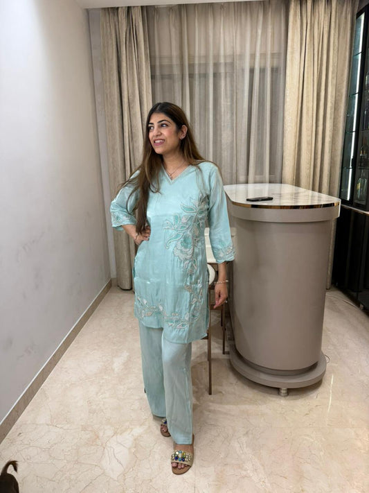 Glass tissue handwork 2 pc co-ord set