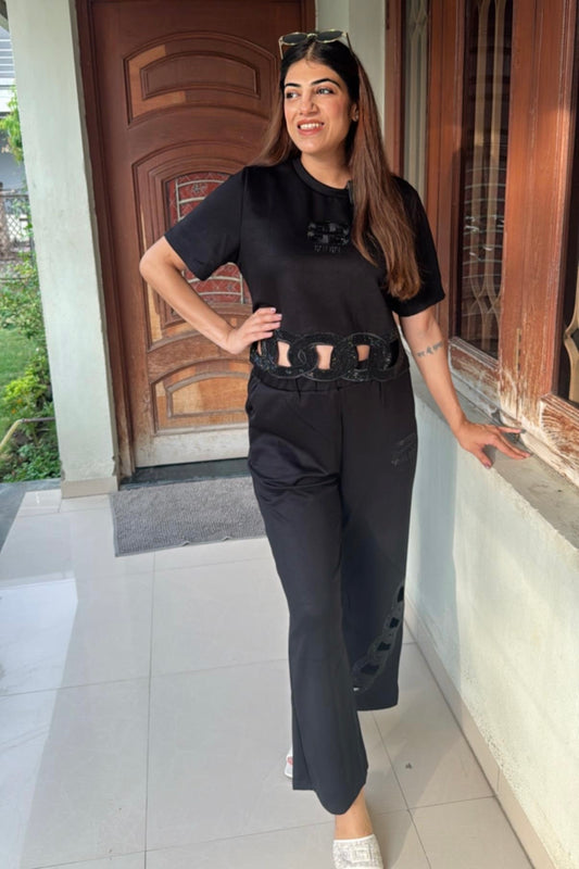 2pc Imported Cotton Co-ord Set Paired With Bell-Bottom Pants