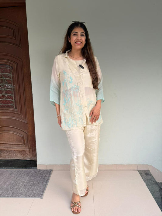 Pure crepe 2pc, co-ord set with handwork