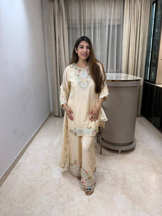 Crepe 3 pc suit with handwork with dupatta