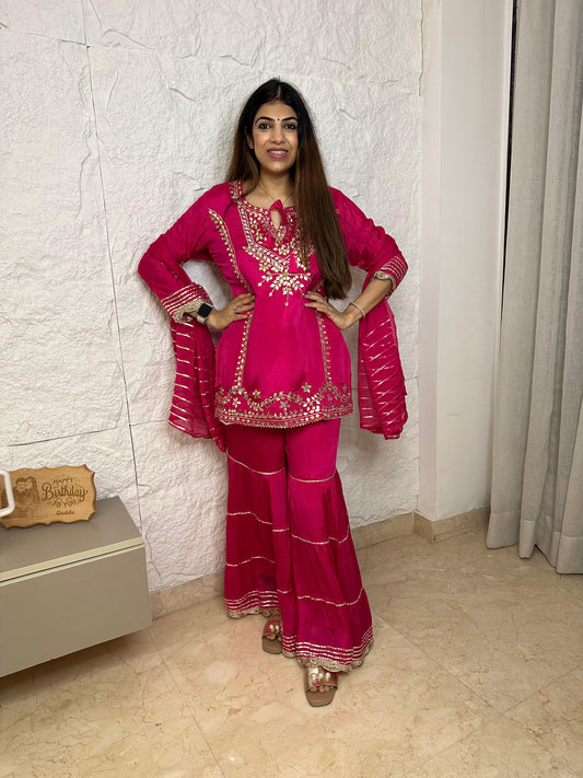 Chinon 3pc party wear sarara suit with original mirror work
