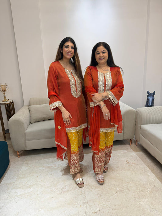Simmr tissue handwork ombre designe 3pc partywear suit