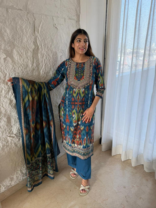 Cotton printed 3 pc suit with dupatta