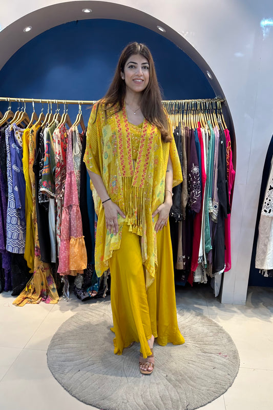 3pc Partywear Indo-western Set Paired With Sharara