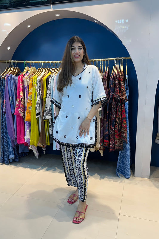 2pc Cotton Semi Partywear Co-ord Set Paired With Embroidered Pants