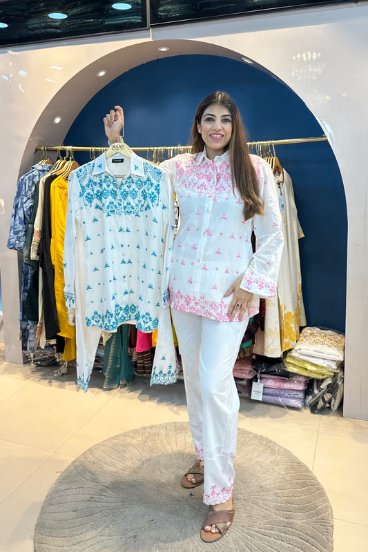 2pc Cotton Embroidered Co-ord Set