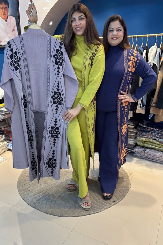 2pc Woolen Co-ord Set With Long Jacket