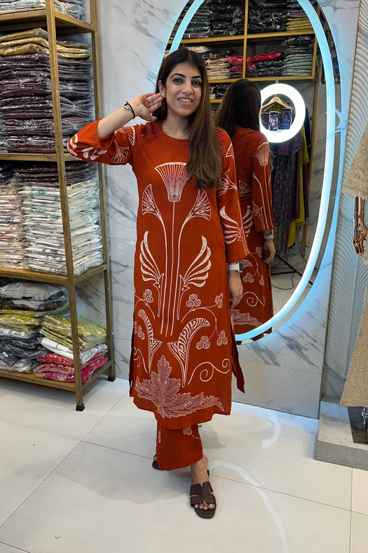 2pc Cotton-Rayon Co-ord Set Paired With Plazzo Pants