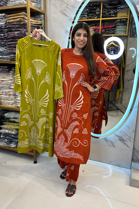 2pc Cotton-Rayon Co-ord Set Paired With Plazzo Pants