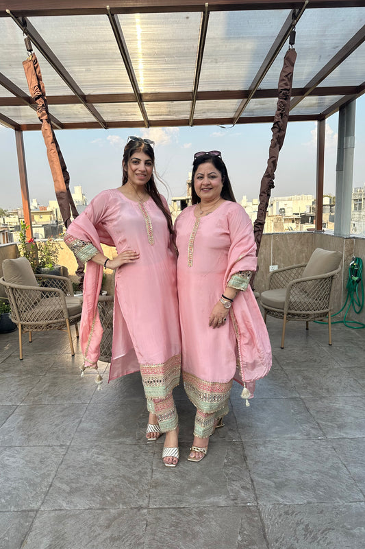 3pc Organza Partywear Suit With Dupatta