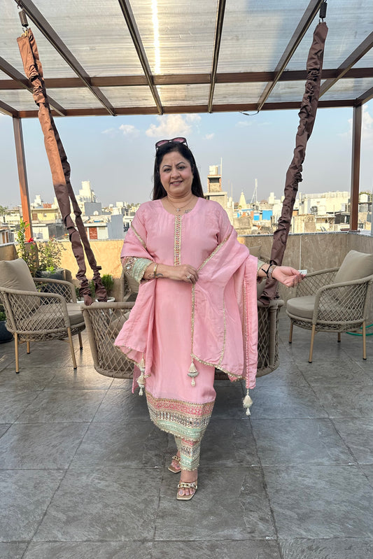 3pc Organza Partywear Suit With Dupatta
