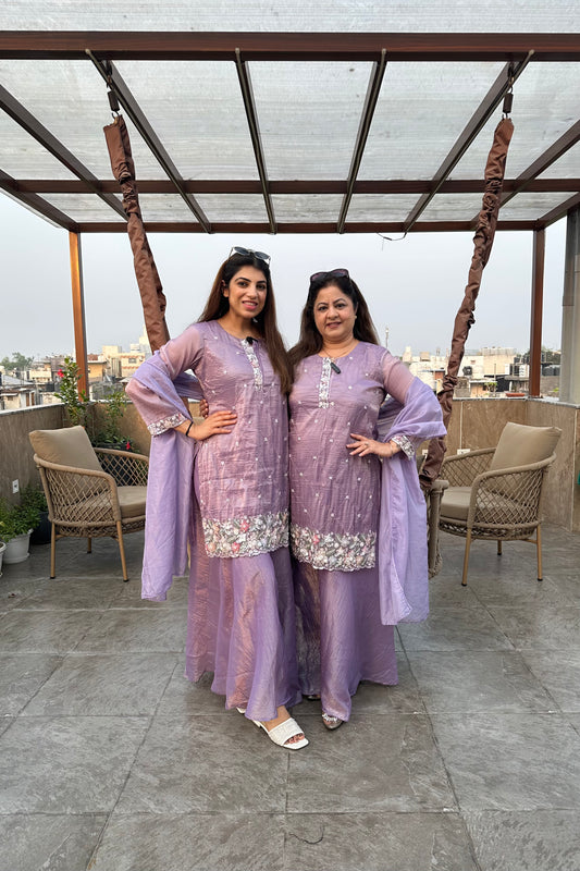 3pc Partywear Pakistani Suit With Divider Plazzo