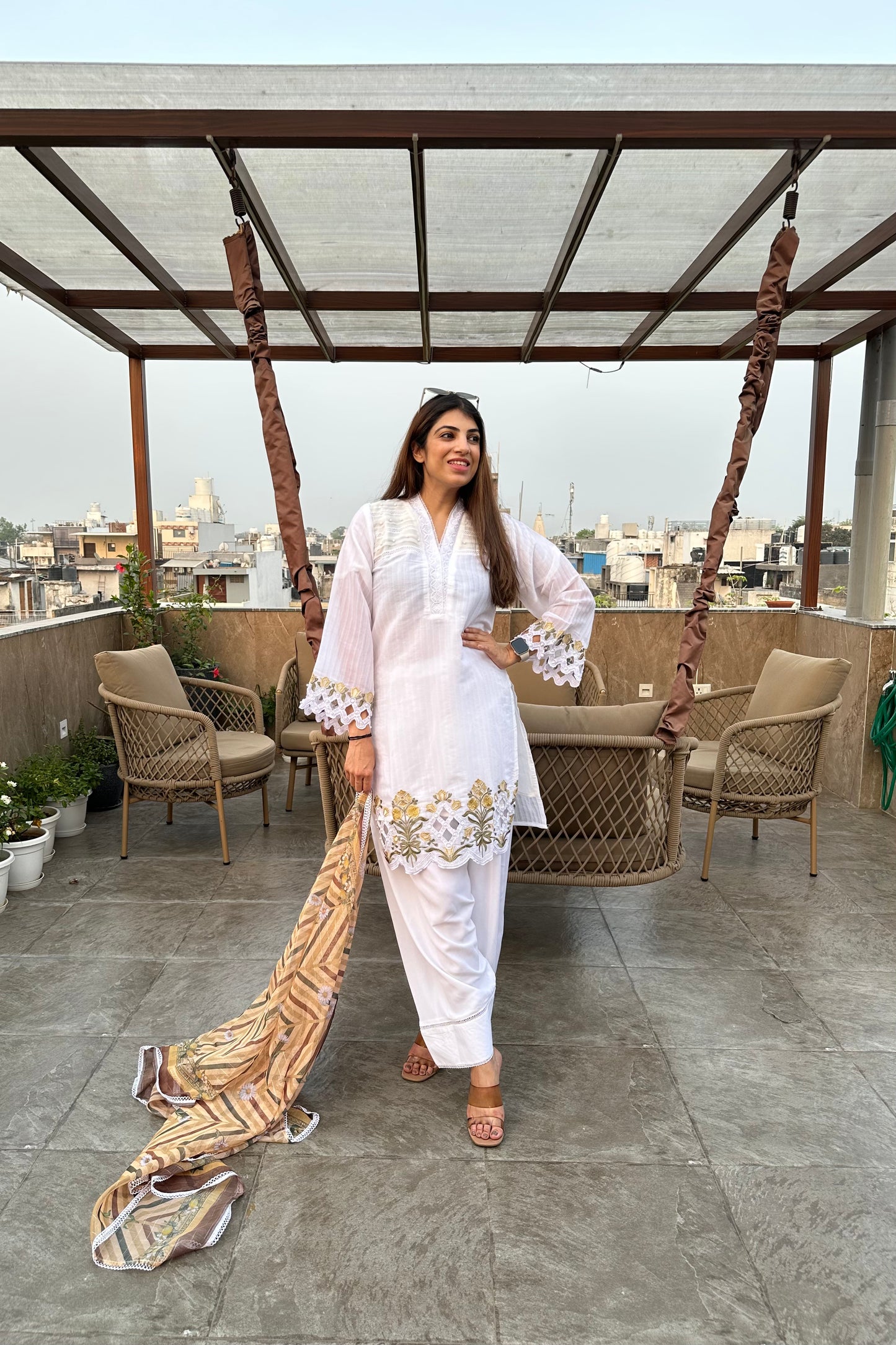3pc Imported Cotton Pakistani Suit Paired With Farsi Salwar With Printed Dupatta