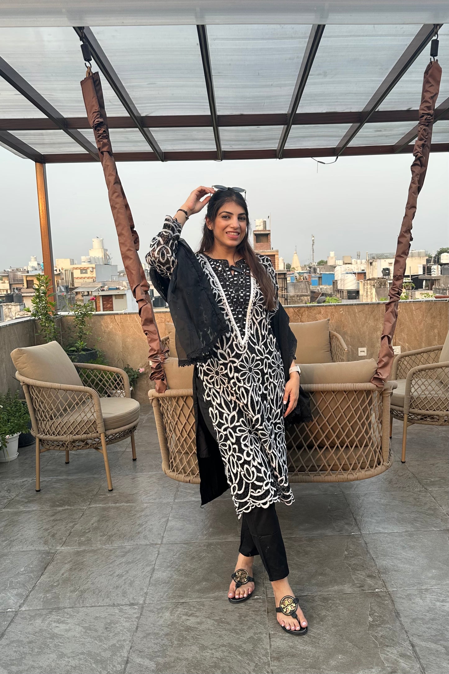 3pc Schiffli Cotton Pakistani Suit With Dupatta