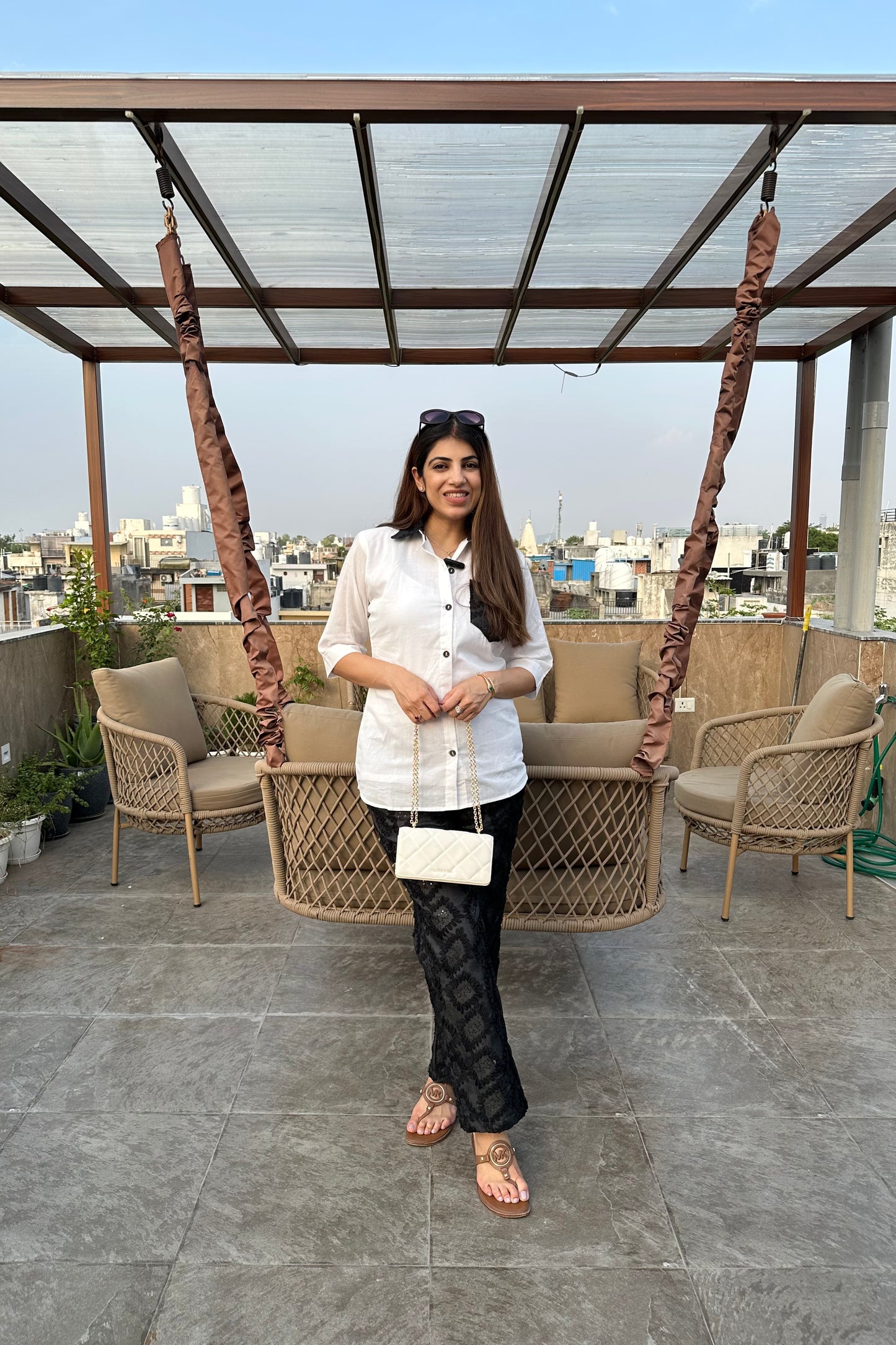 2pc Cotton Embroidered Co-ord Set Paired With Denim Pants