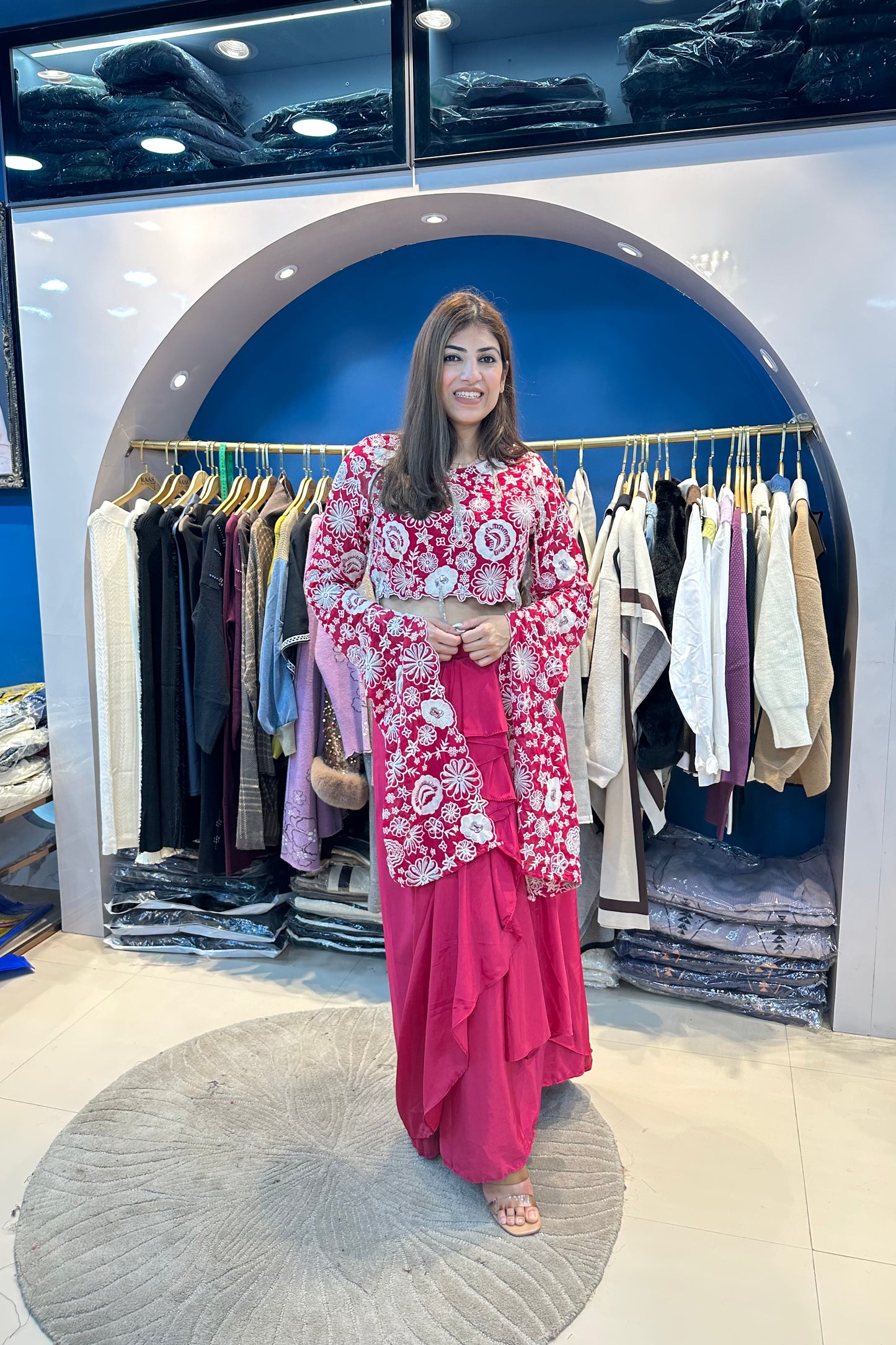 2pc Partywear Indo-wester Paired With Drape Skirt