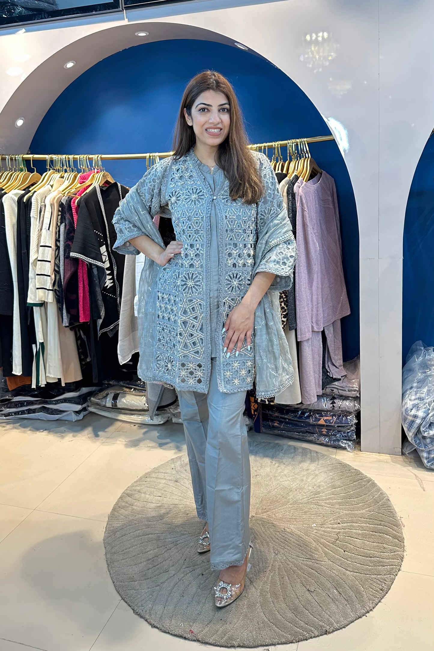4pc Pakistani Suit Paired With Bell Bottom Pants