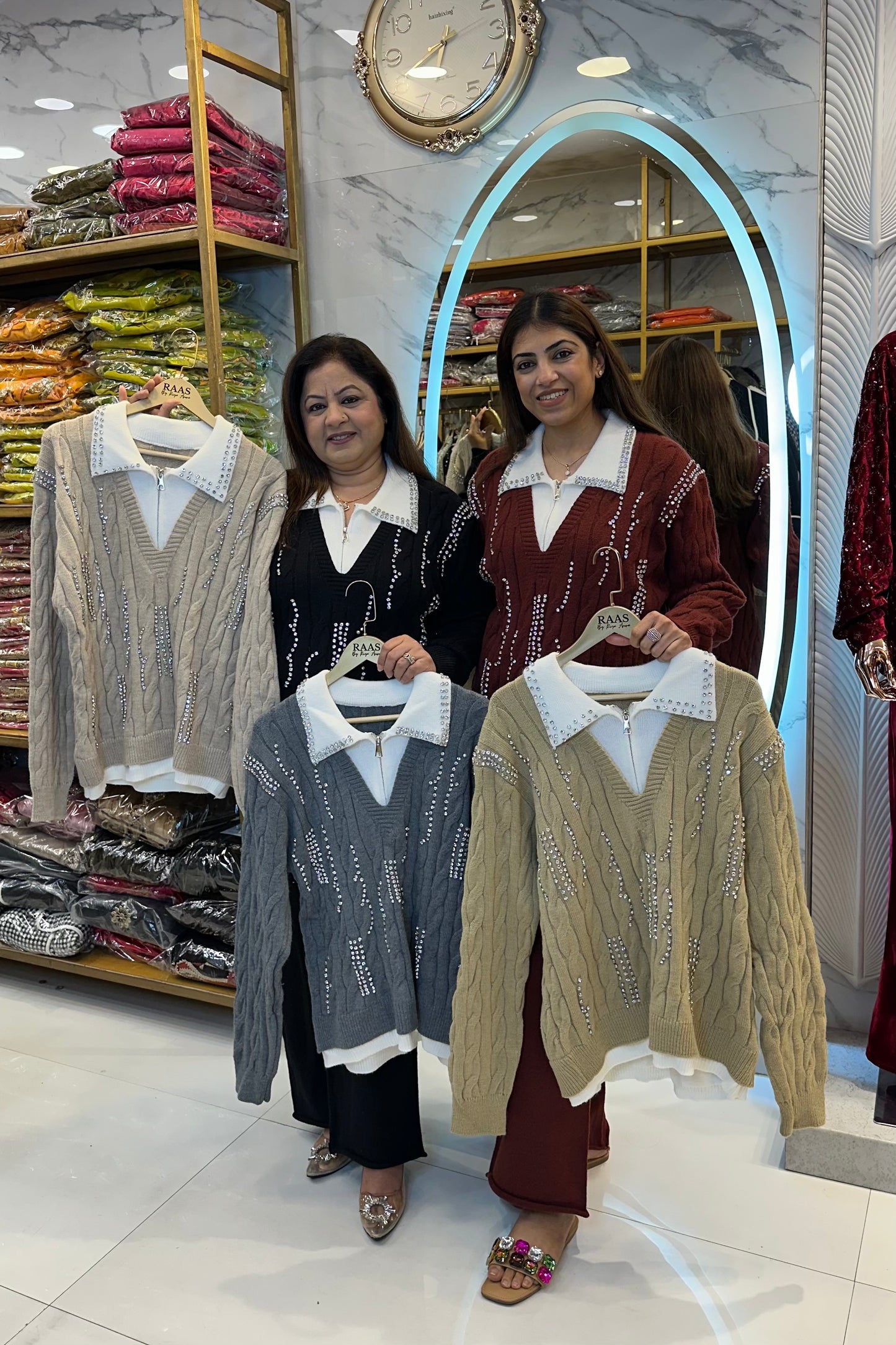 2pc Woolen Co-ord Set With Stone Work On Shirt