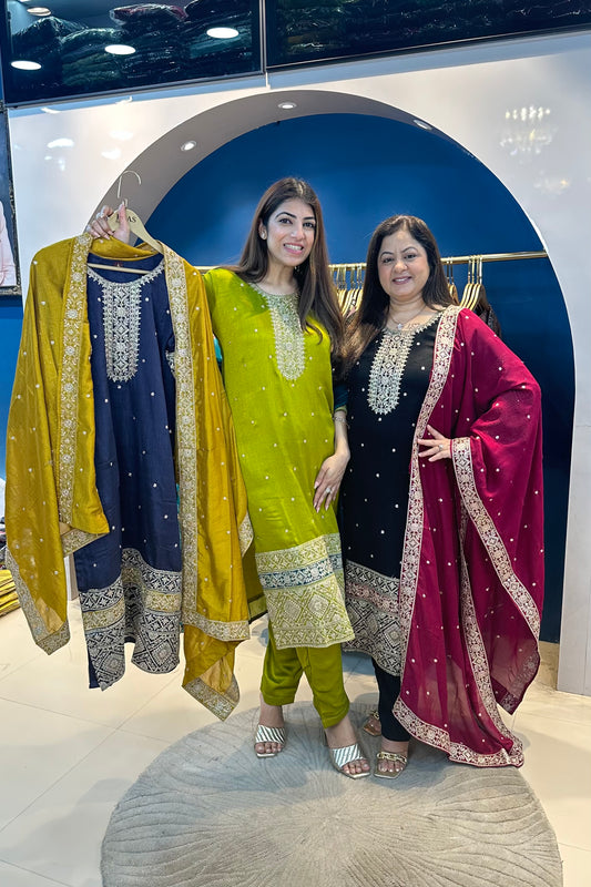 3pc Partner Suit With Heavy Contrast Dupatta