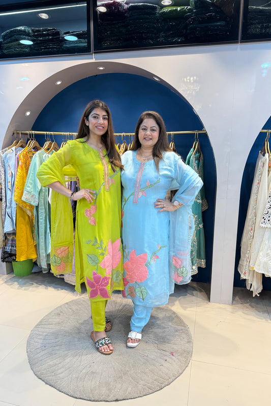 3pc Organza Suit With Organza Dupatta
