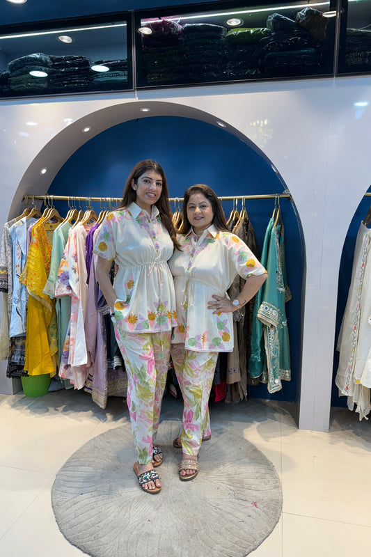 2pc Khadi Cotton Co-ord Set With Printed pants