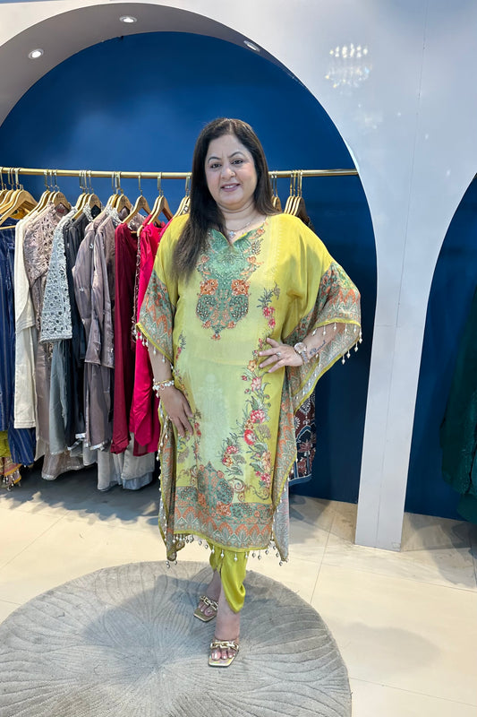 2pc Partywear Kaftan Set With Tulip Pant