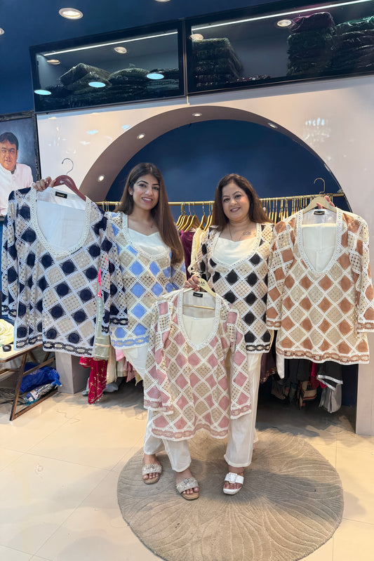 3pc Kora Cotton Co-ord Set With Short Inner Blouse