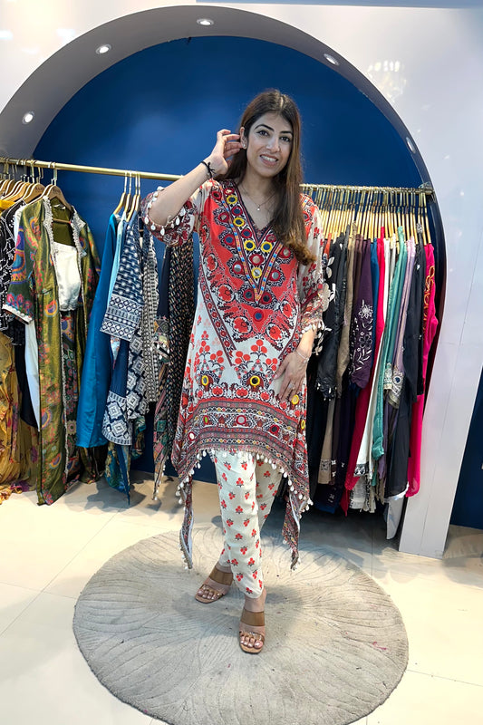 2pc C-cut Partywear Indo-western Set Paired With Pants