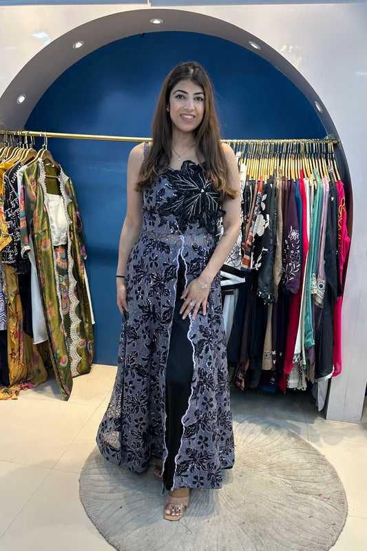 2pc Partywear Indo-western Set Paired With Plazzo Pants