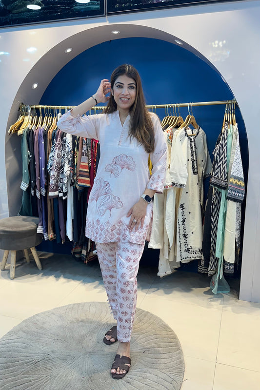 2pc Cotton Co-ord Set With Printed Pants