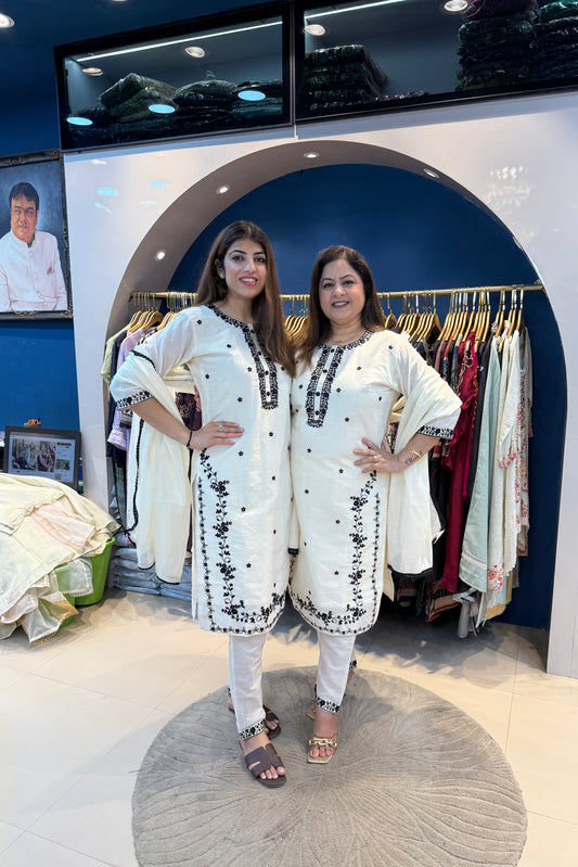3pc Khadi Cotton Pakistani Suit With Kora Dupatta