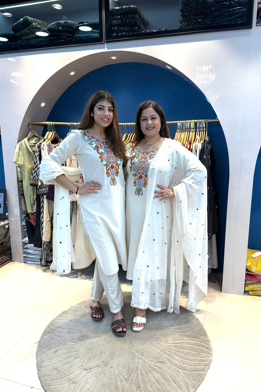 3pc Khadi Cotton Suit With Mull-Cotton Dupatta