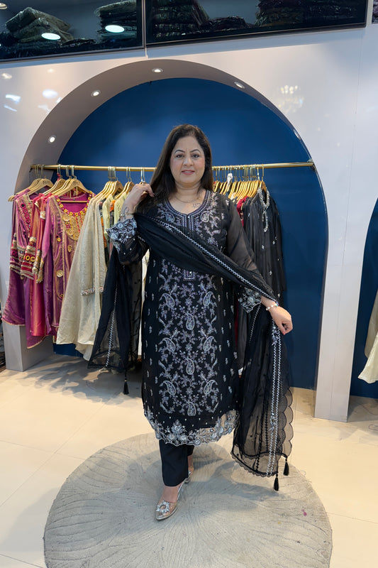 3pc Organza Pakistani Suit With Organza Dupatta
