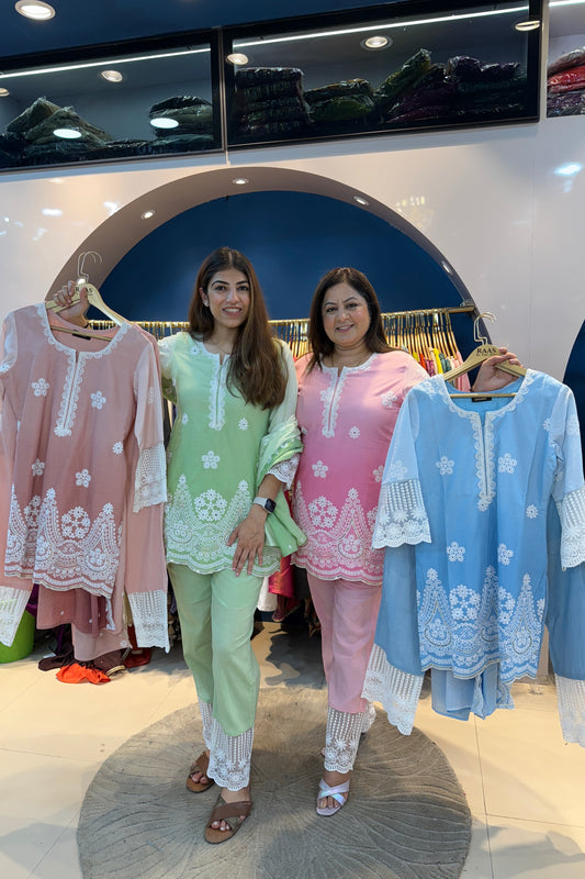 3pc Cotton Ombre Suit With Ombre Dupatta