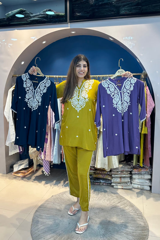 2pc Cotton-Royan Embroidered Co-ord Set
