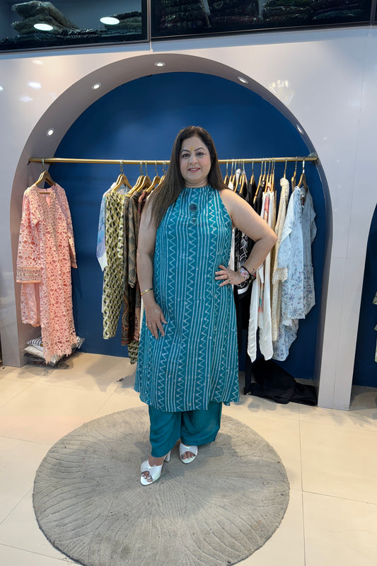 2pc Cotton Bandhej Print Spaghetti Co-ord Set
