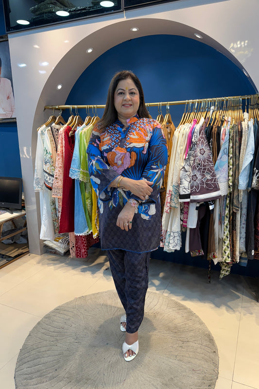 2pc Cotton-Muslin Partywear Printed Co-ord Set