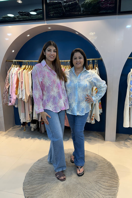 Tie-Dye Embroidered Collar Shirt (Only Shirt)