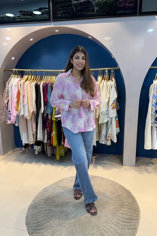 Tie-Dye Embroidered Collar Shirt (Only Shirt)