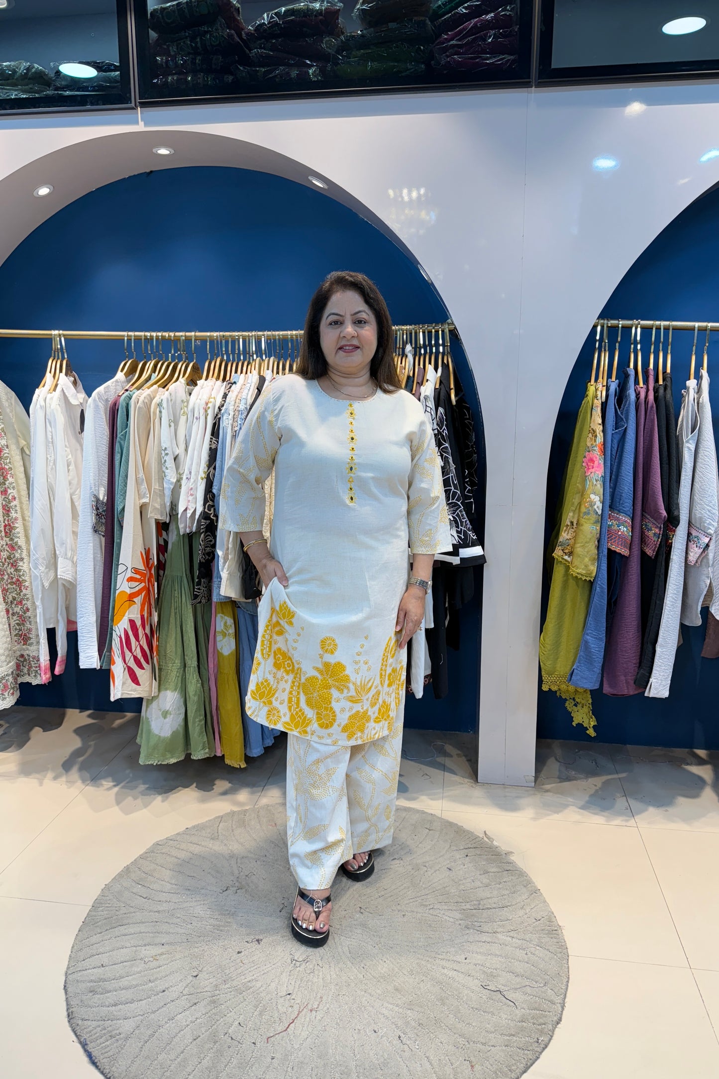 2pc Khadi-Cotton Co-ord Set Paired With Printed Pants