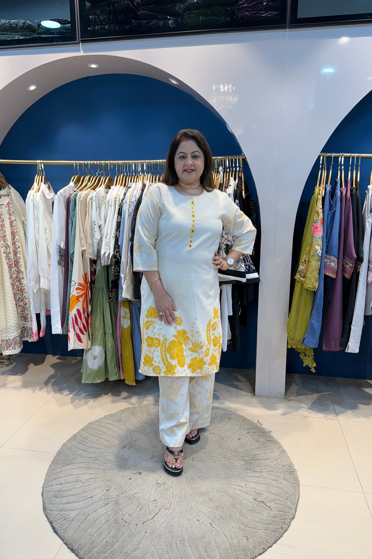 2pc Khadi-Cotton Co-ord Set Paired With Printed Pants