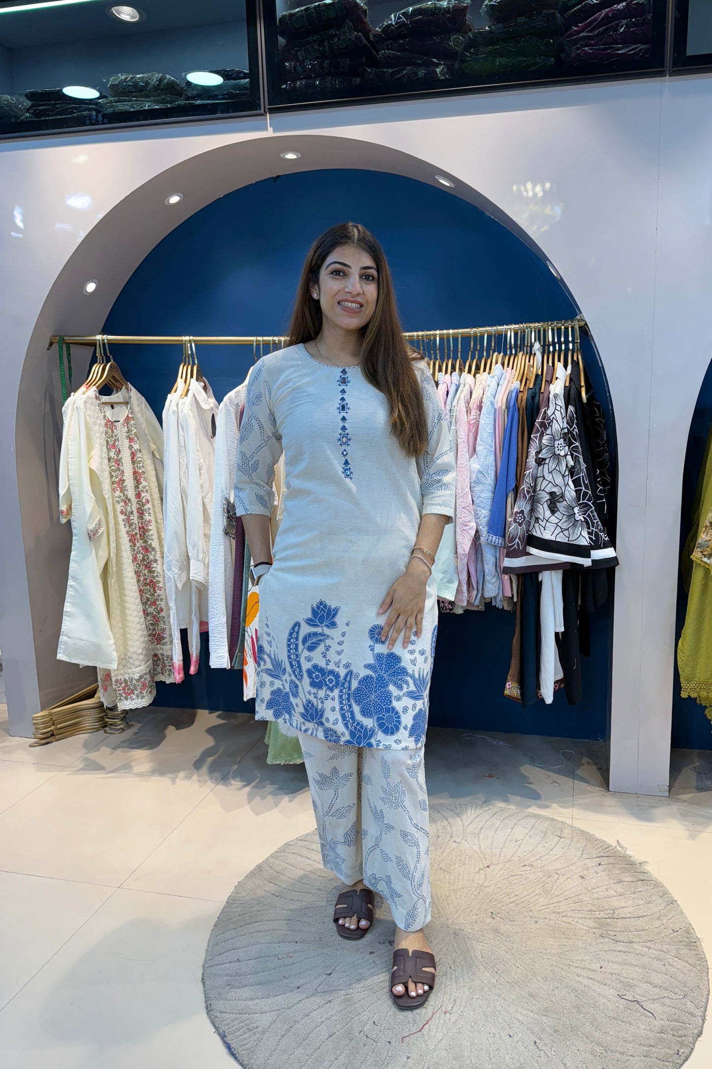 2pc Khadi-Cotton Co-ord Set Paired With Printed Pants