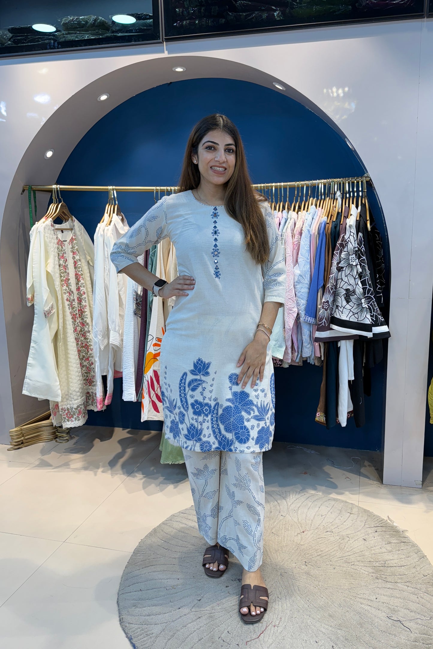 2pc Khadi-Cotton Co-ord Set Paired With Printed Pants