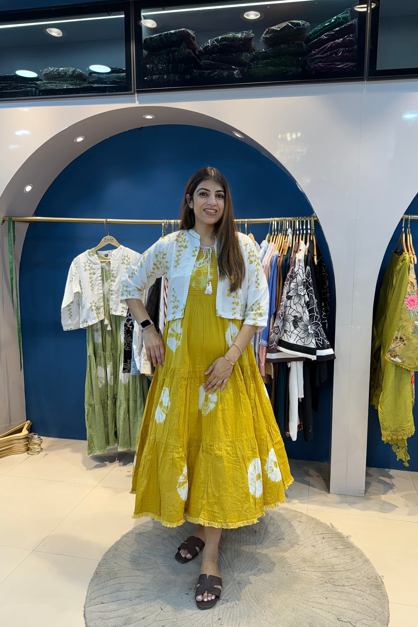 2pc Cotton Long Dress With Short Jacket