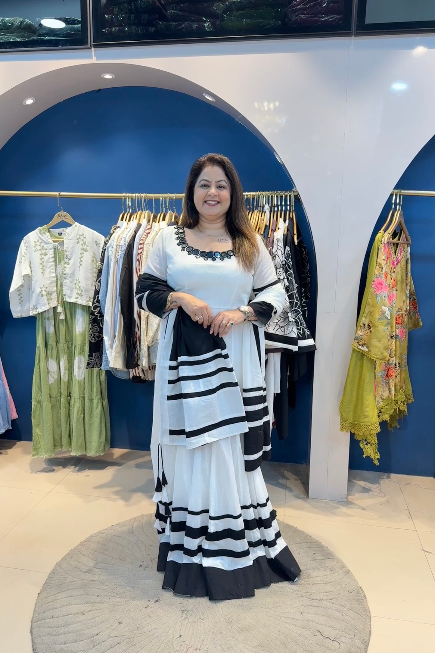 One-Piece Long Cotton Anarkali With Dupatta