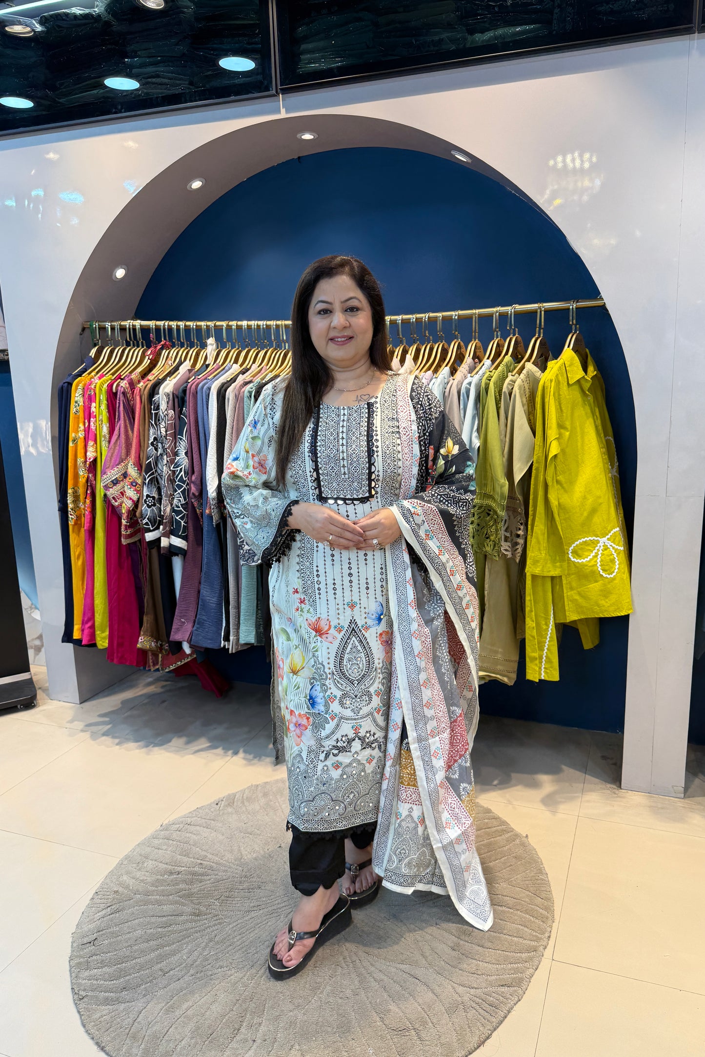 2pc Crepe Printed Partywear Suit With Printed Dupatta