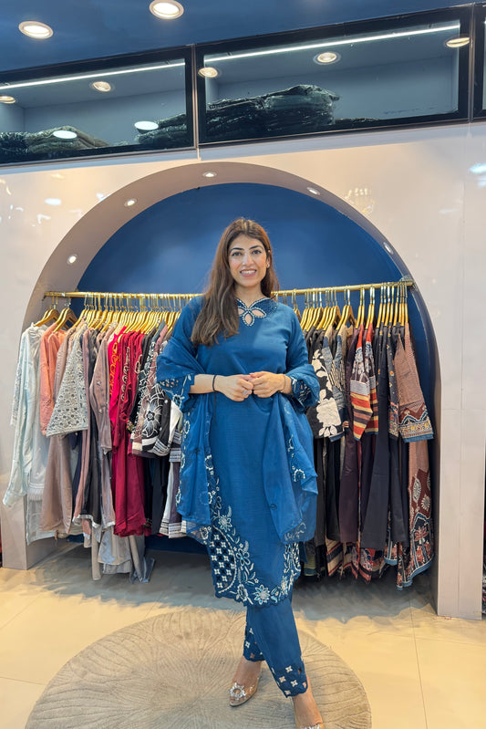 3pc Pakistani Suit With Organza Dupatta