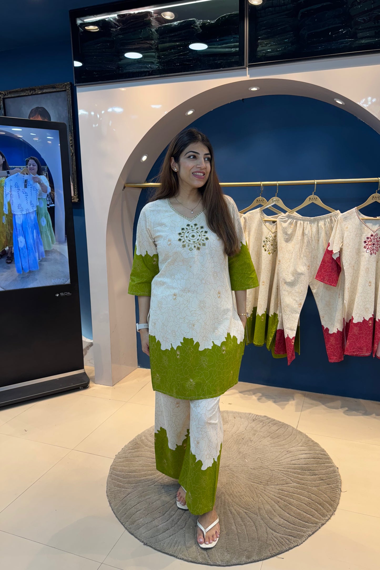 2pc Cotton Dual-Shade Printed Co-ord Set