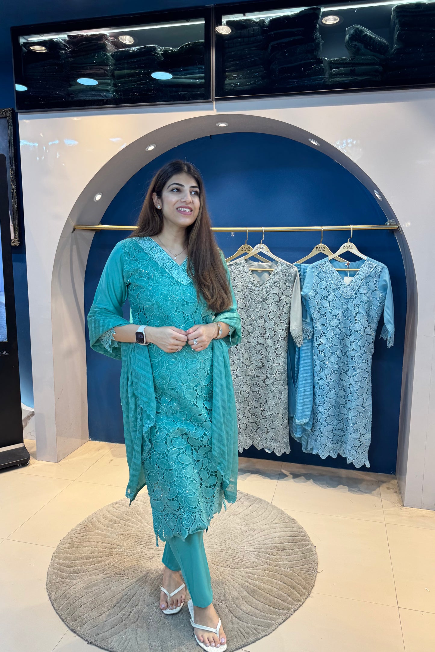 3pc Crochet Partywear Suit With Dupatta
