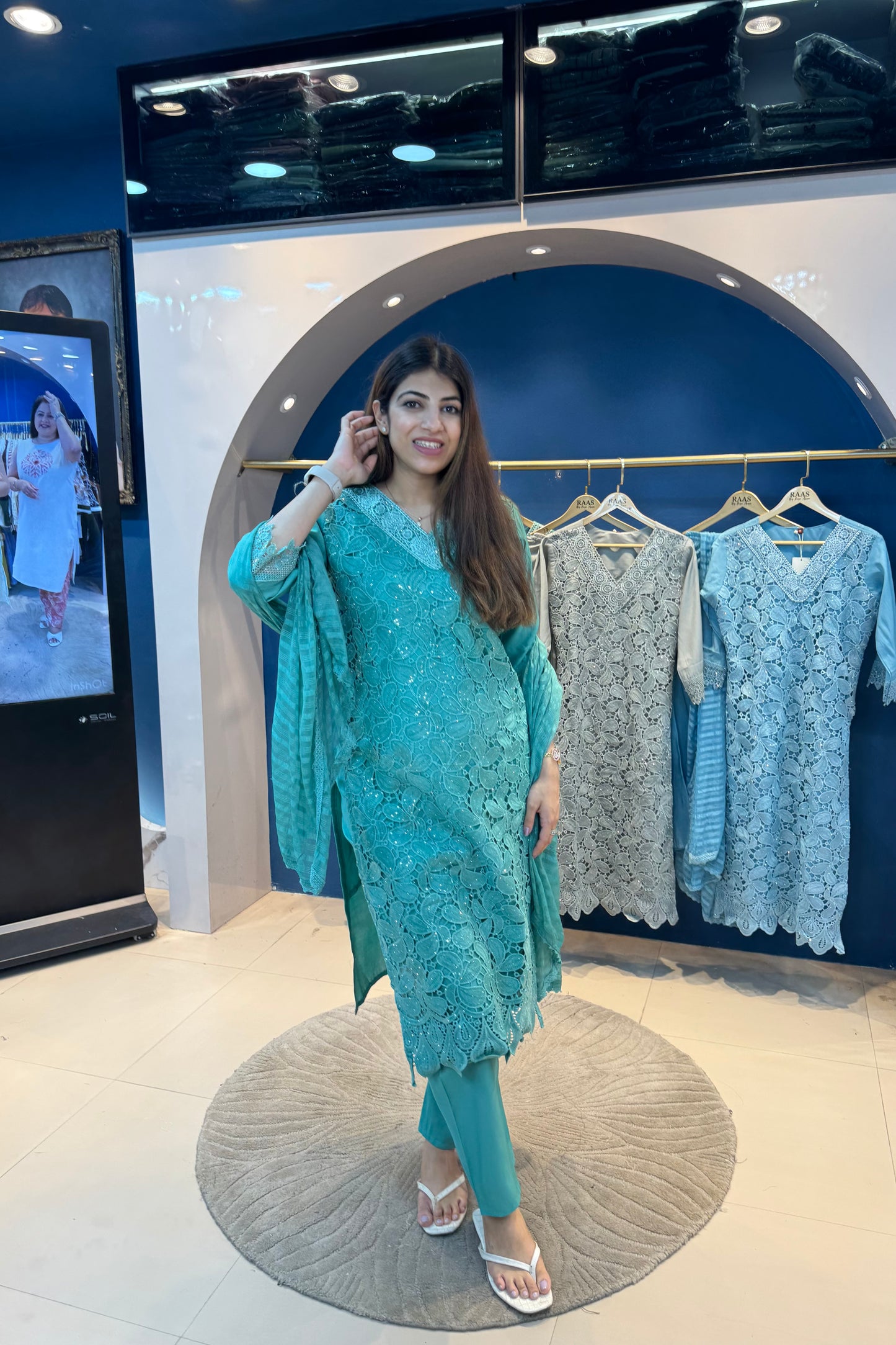 3pc Crochet Partywear Suit With Dupatta
